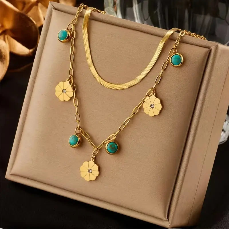 Golden Flora Charm Necklace